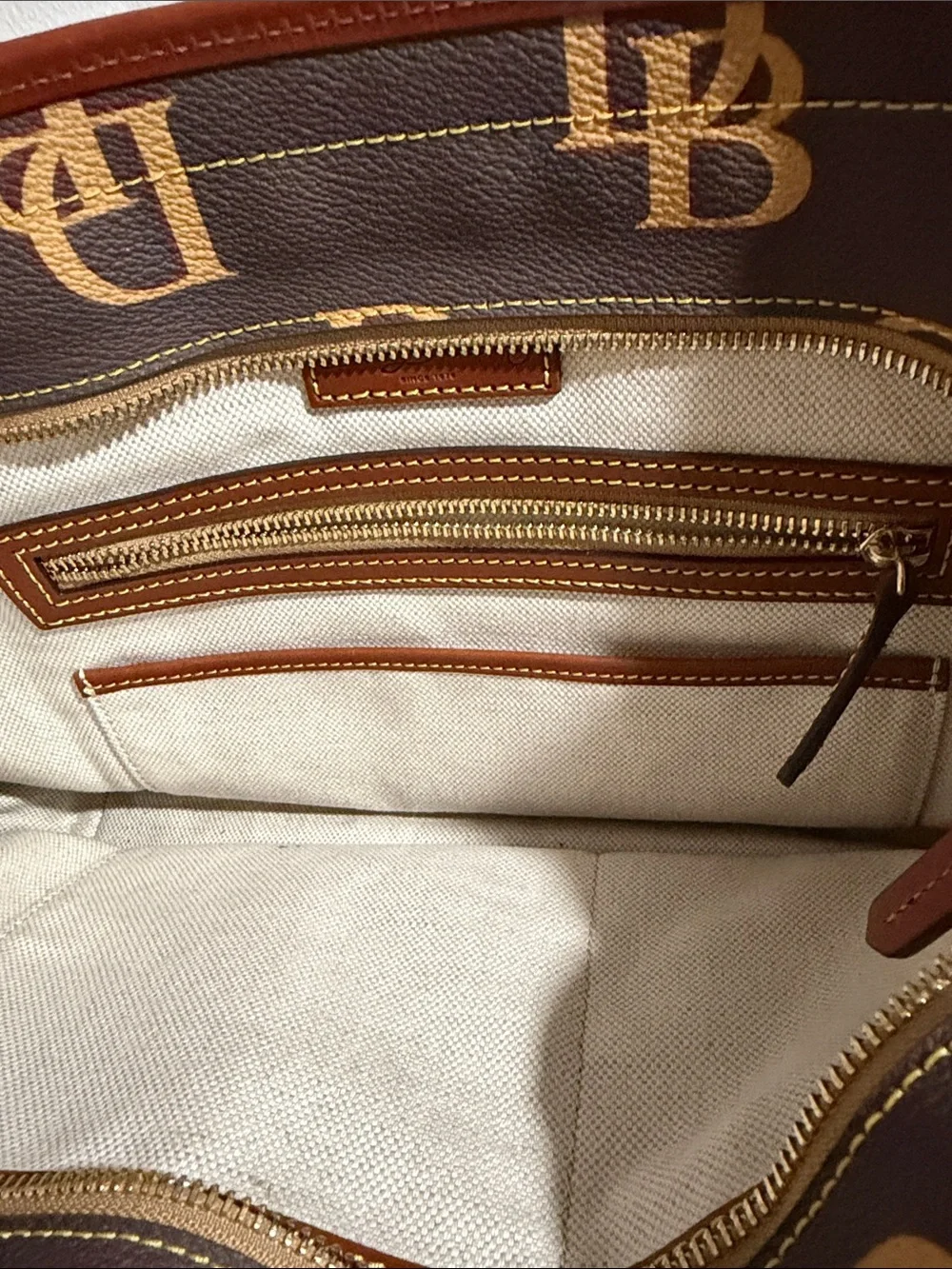 Dooney & Bourke Brown Tote with Tan Trim